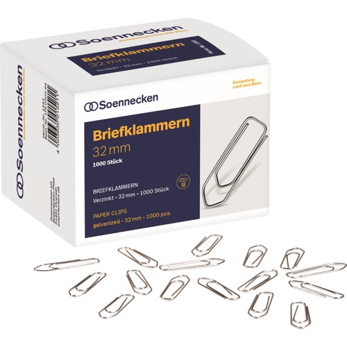 1000 büroklammern 32mm - büroklammern,