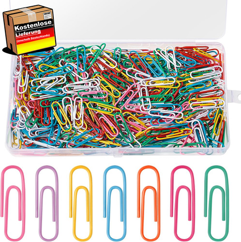 Büroklammern bunt 28mm metall - büroklammern,