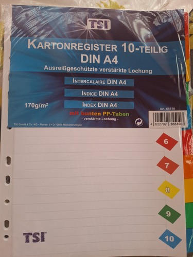 Kartonregister teilig - 10,